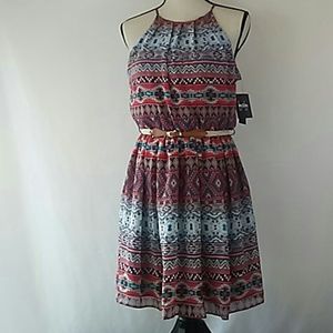 By & By Santa Fe Motif Belted Dress